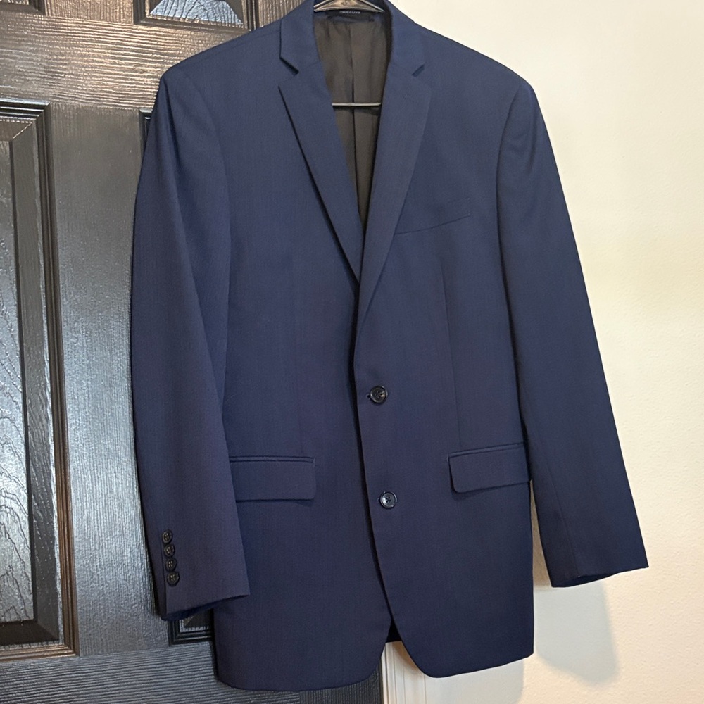 Bar III Classic Dark Blue Wool Suit Jacket